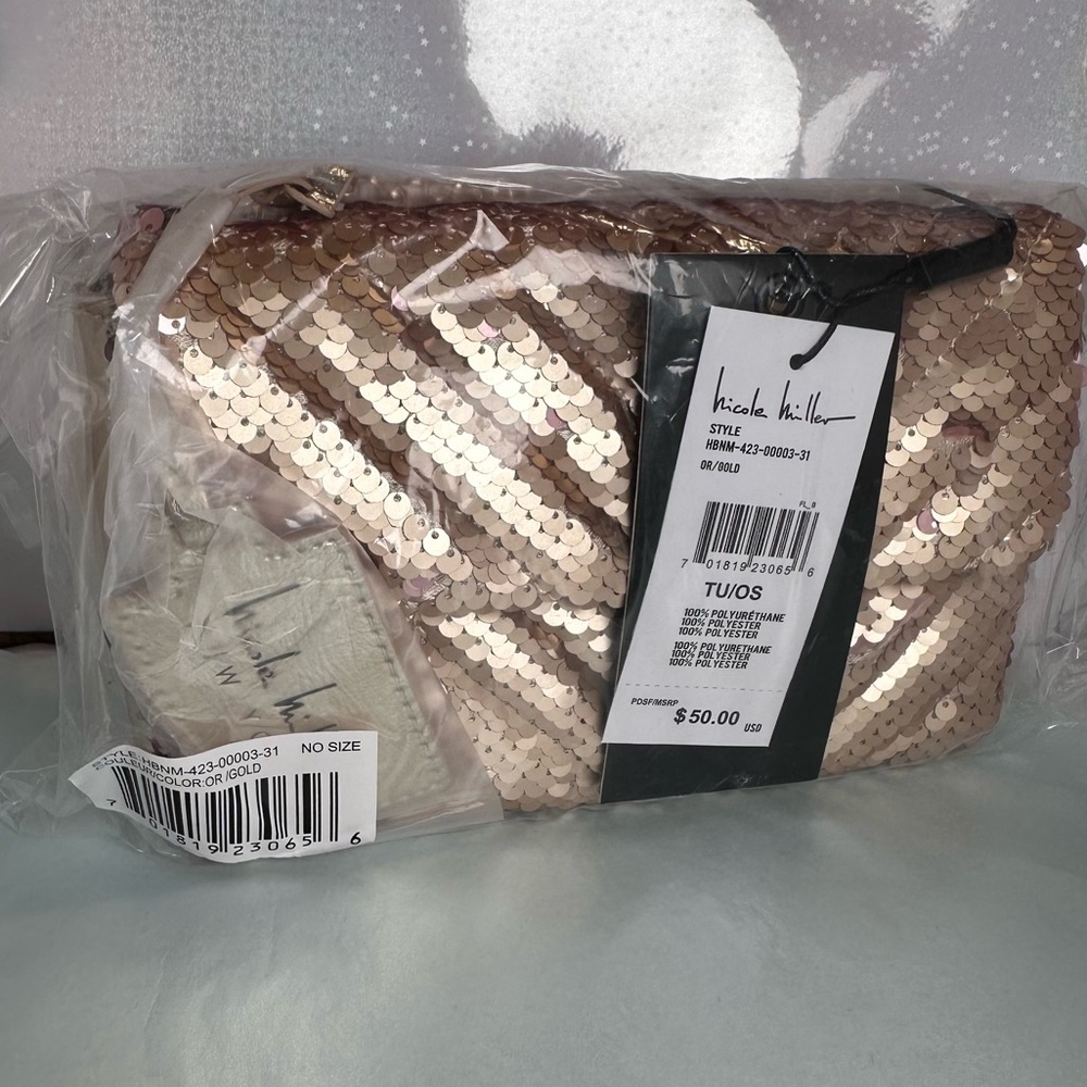 Nicole Miller | Gold Sequin Crossbody Bag | NWT | $50 MSRP